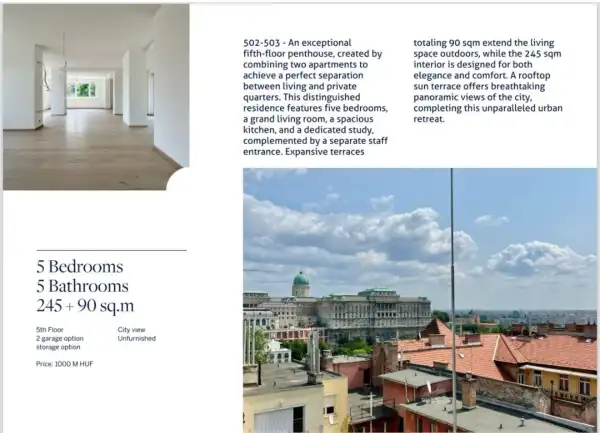 Eladó új építésű téglalakás, Budapest, I. kerület 5 szoba 245 m² 1000 M Ft