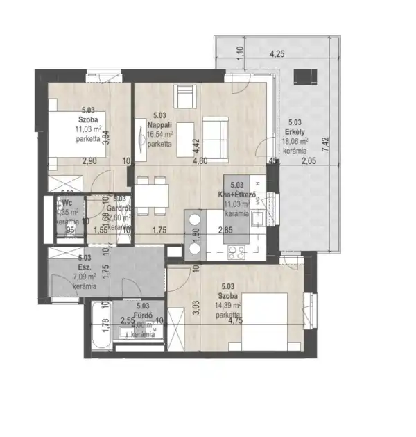 Eladó új építésű téglalakás, Budapest, XIII. kerület 4 szoba 68 m² 140.63 M Ft