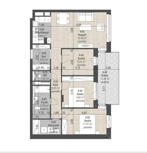 Eladó új építésű téglalakás, Budapest, XIII. kerület 4 szoba 77 m² 151.91 M Ft