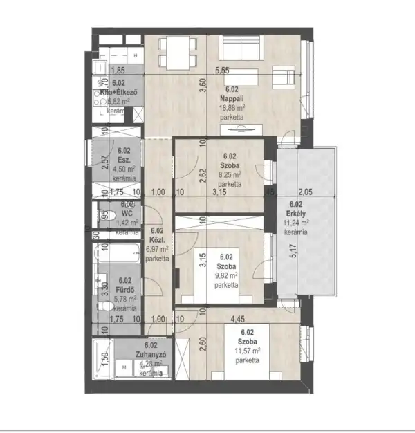 Eladó új építésű téglalakás, Budapest, XIII. kerület 4 szoba 79 m² 162.97 M Ft