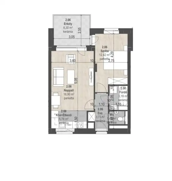 Eladó új építésű téglalakás, Budapest, XIII. kerület 2 szoba 43 m² 86.85 M Ft