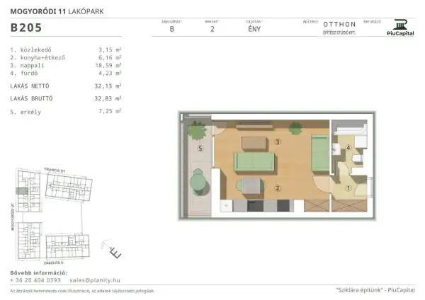 Eladó új építésű téglalakás, Budapest, XIV. kerület 1 szoba 32 m² 64.05 M Ft