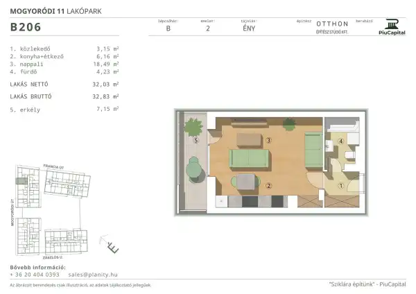Eladó új építésű téglalakás, Budapest, XIV. kerület 1 szoba 32 m² 63.87 M Ft