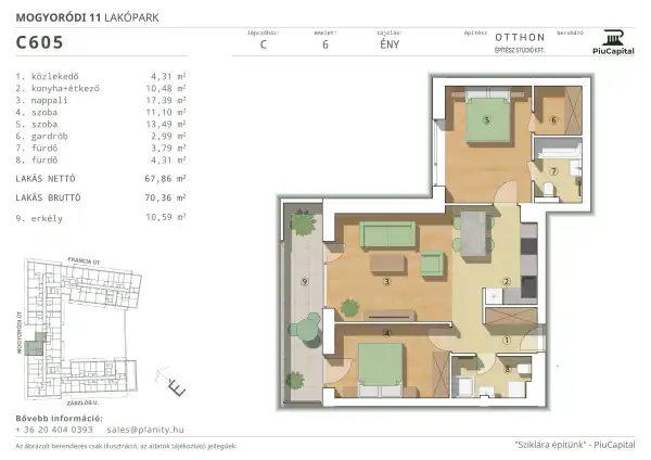 Eladó új építésű téglalakás, Budapest, XIV. kerület 3 szoba 68 m² 125.72 M Ft