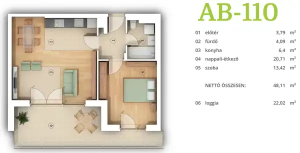 Eladó új építésű téglalakás, Budapest, XIV. kerület 2 szoba 48 m² 89.9 M Ft