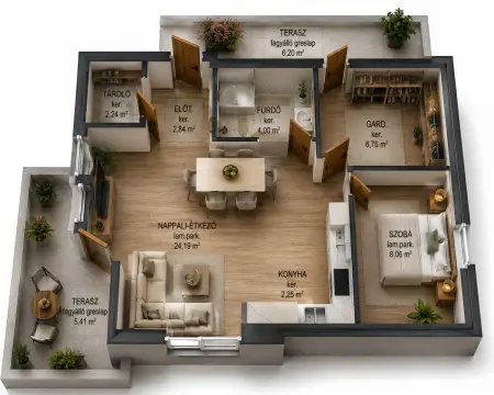 Eladó új építésű téglalakás, Hatvan 3 szoba 50 m² 53.6 M Ft