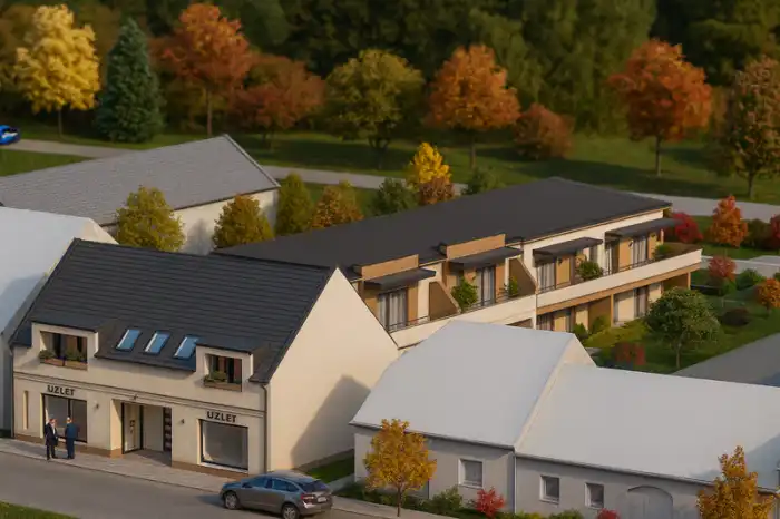 Új építésű lakások és üzlethelyiségek Jánossomorja központjában